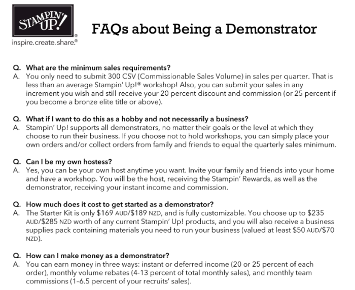 FAQ's about becoming a Demonstrator