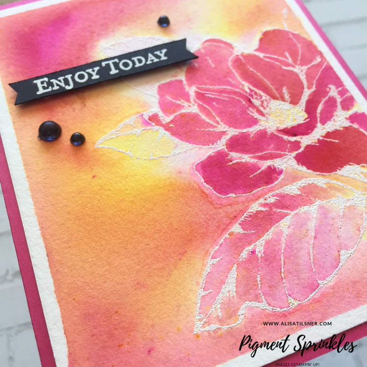 Stampin' Up! Pigment Sprinkles with Good Morning Magnolia stamp set. Card made by Alisa Tilsner. Video also on blog post.