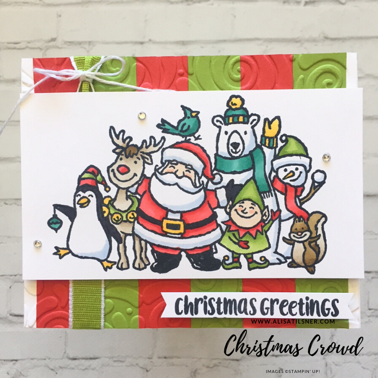 Christmas Crowd Cling Stamp Set by Stampin' Up! Card created by Alisa Tilsner.  Retiring on the 2nd January.