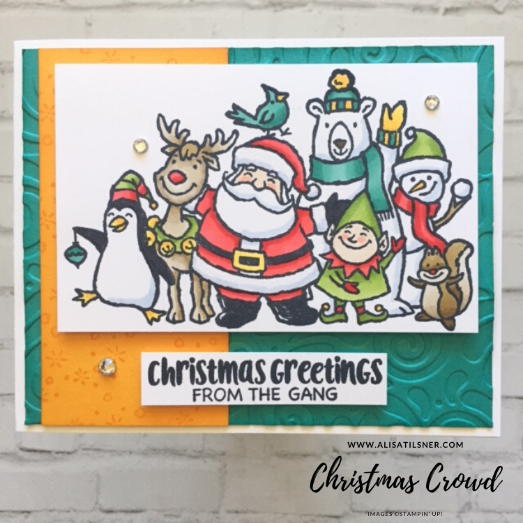 Christmas Crowd Cling Stamp Set by Stampin' Up! Card created by Alisa Tilsner.  Retiring on the 2nd January.