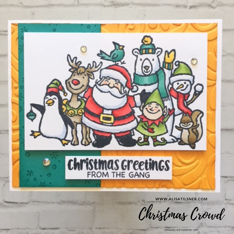 Christmas Crowd Cling Stamp Set by Stampin' Up! Card created by Alisa Tilsner.  Retiring on the 2nd January.