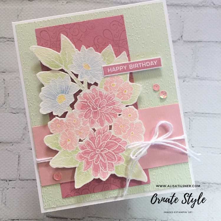 Ornate Style in Pastel Colours. Going for nice soft colours in this card.