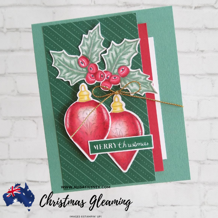 Stampin Up Christmas Gleaming Christmas Card coloured with Blends