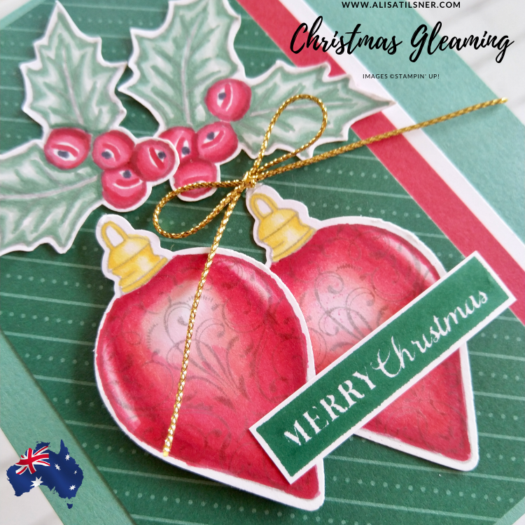 Stampin Up Christmas Gleaming Christmas Card coloured with Blends