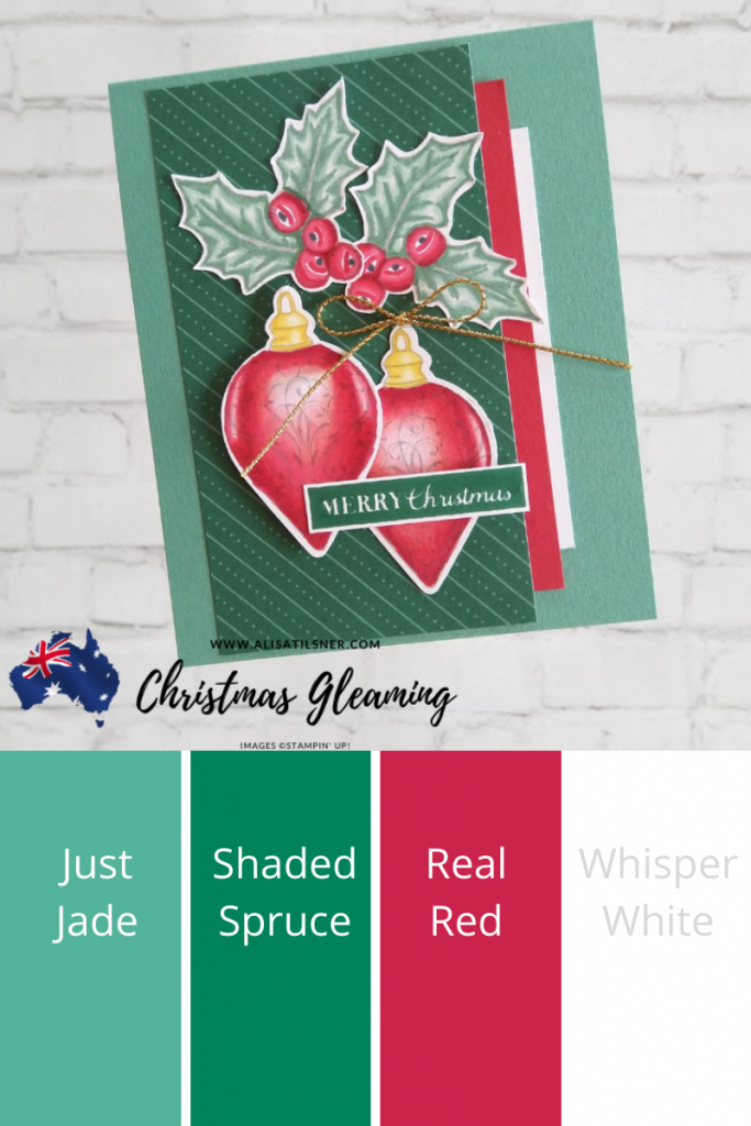 Stampin Up Christmas Gleaming Christmas Card coloured with Blends