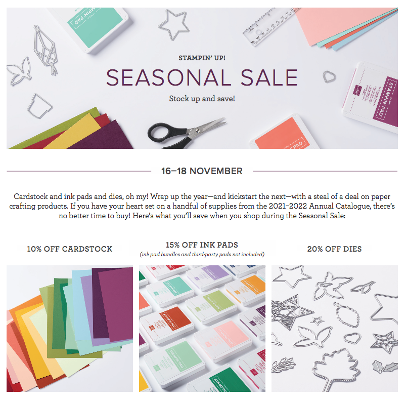 Stampin’ Up! Seasonal Sale 16-18