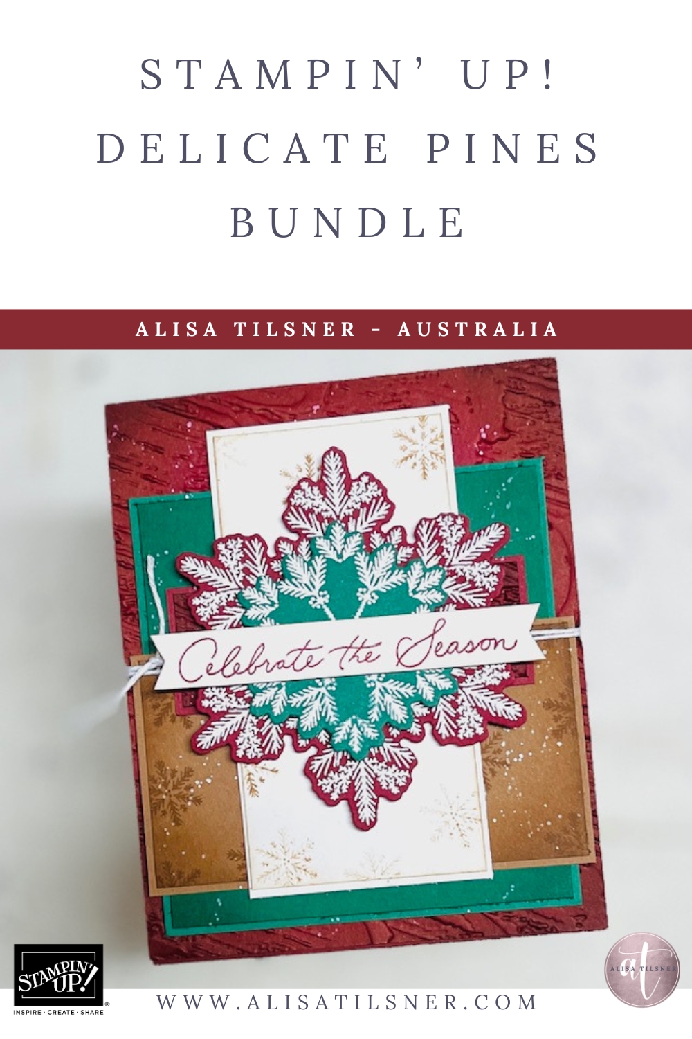 Create a Rich, Cosy Christmas Card with Delicate Pines - Alisa Tilsner
