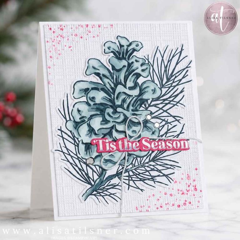 Frosted Pinecones Christmas Card in Unexpected Colours